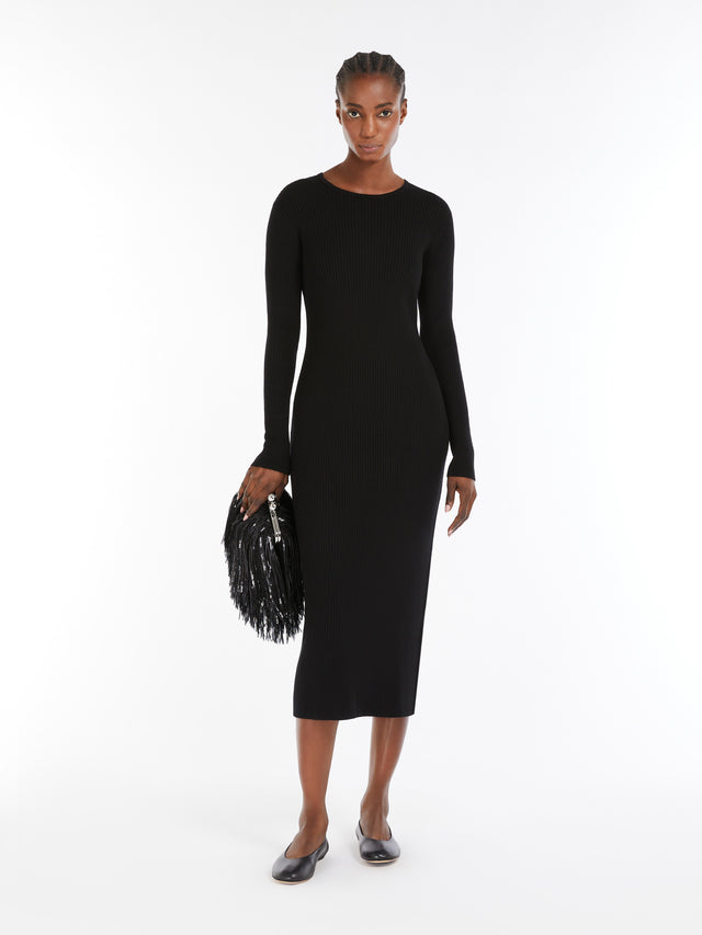 Viscose Knit Sheath Dress for Women - Black - Max Mara UAE