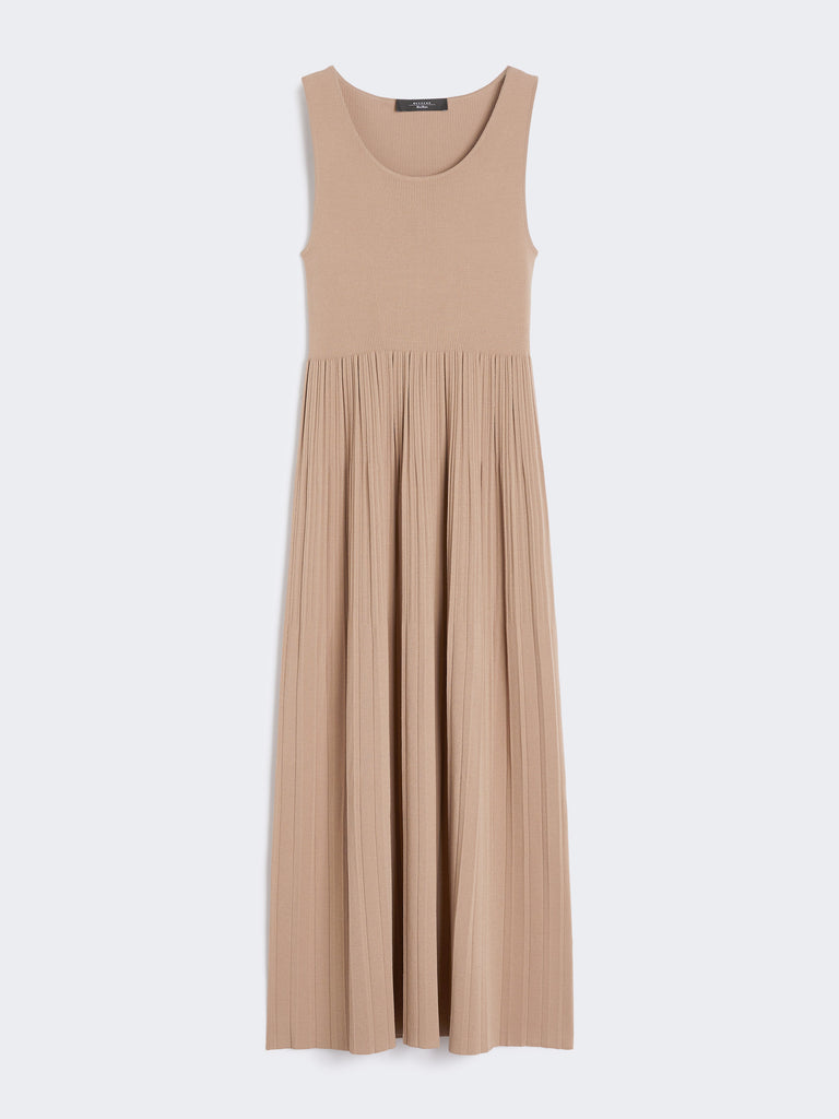 max mara plissé-pleated viscose crepe dress