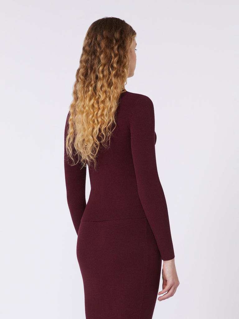 Rib-knit viscose cardigan