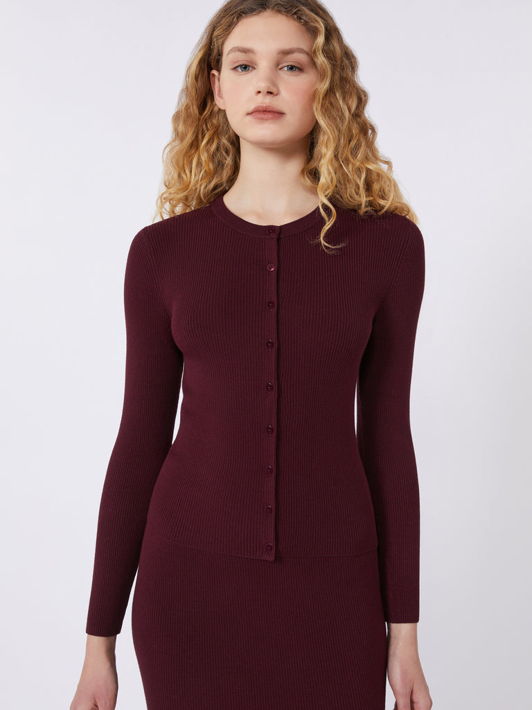 Rib-knit viscose cardigan