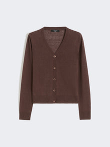 Silk And Linen Yarn Cardigan for Women - Chocolate - Max Mara UAE