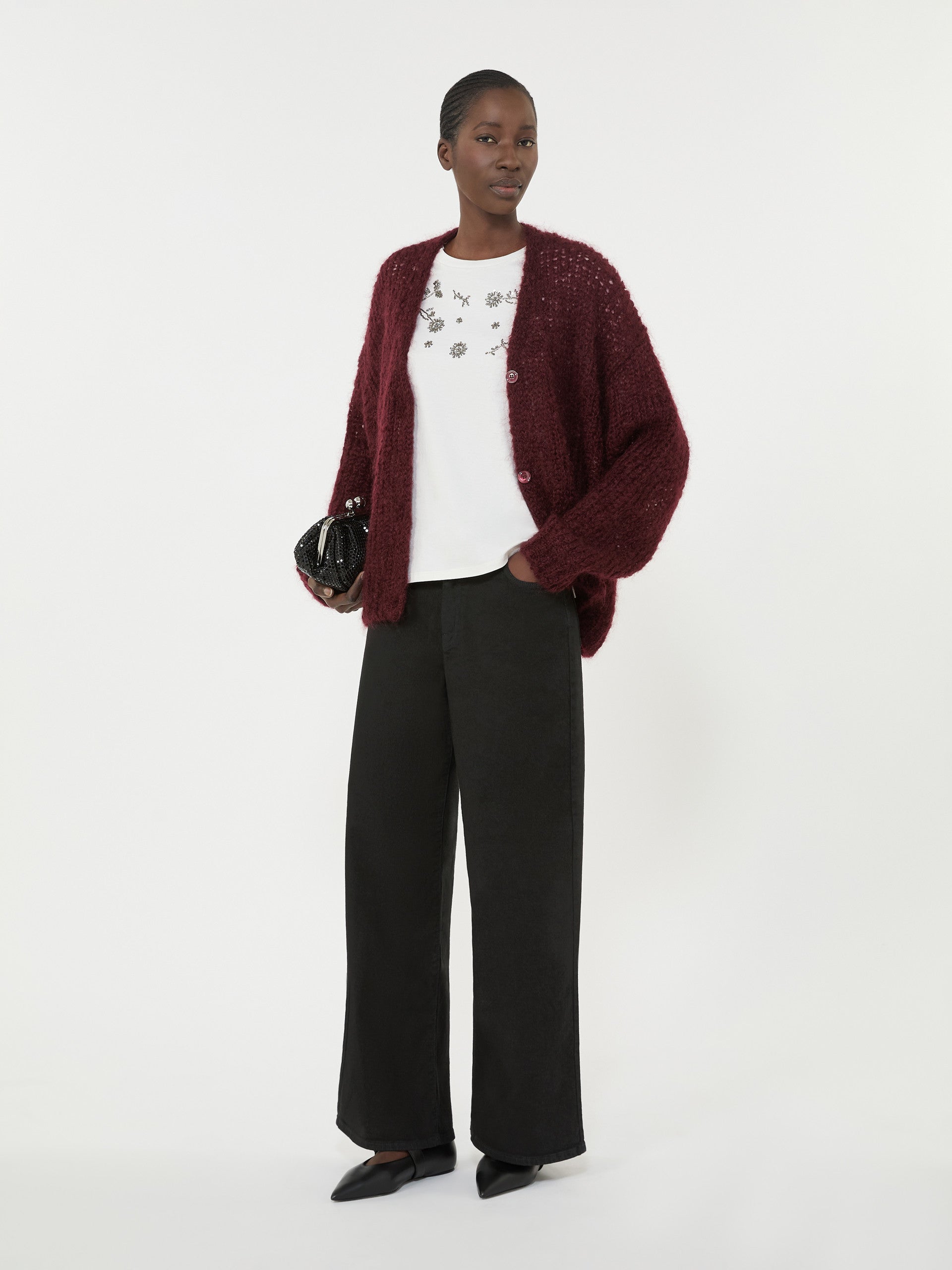 Mohair Cardigan for Women - Bordeaux - Max Mara UAE