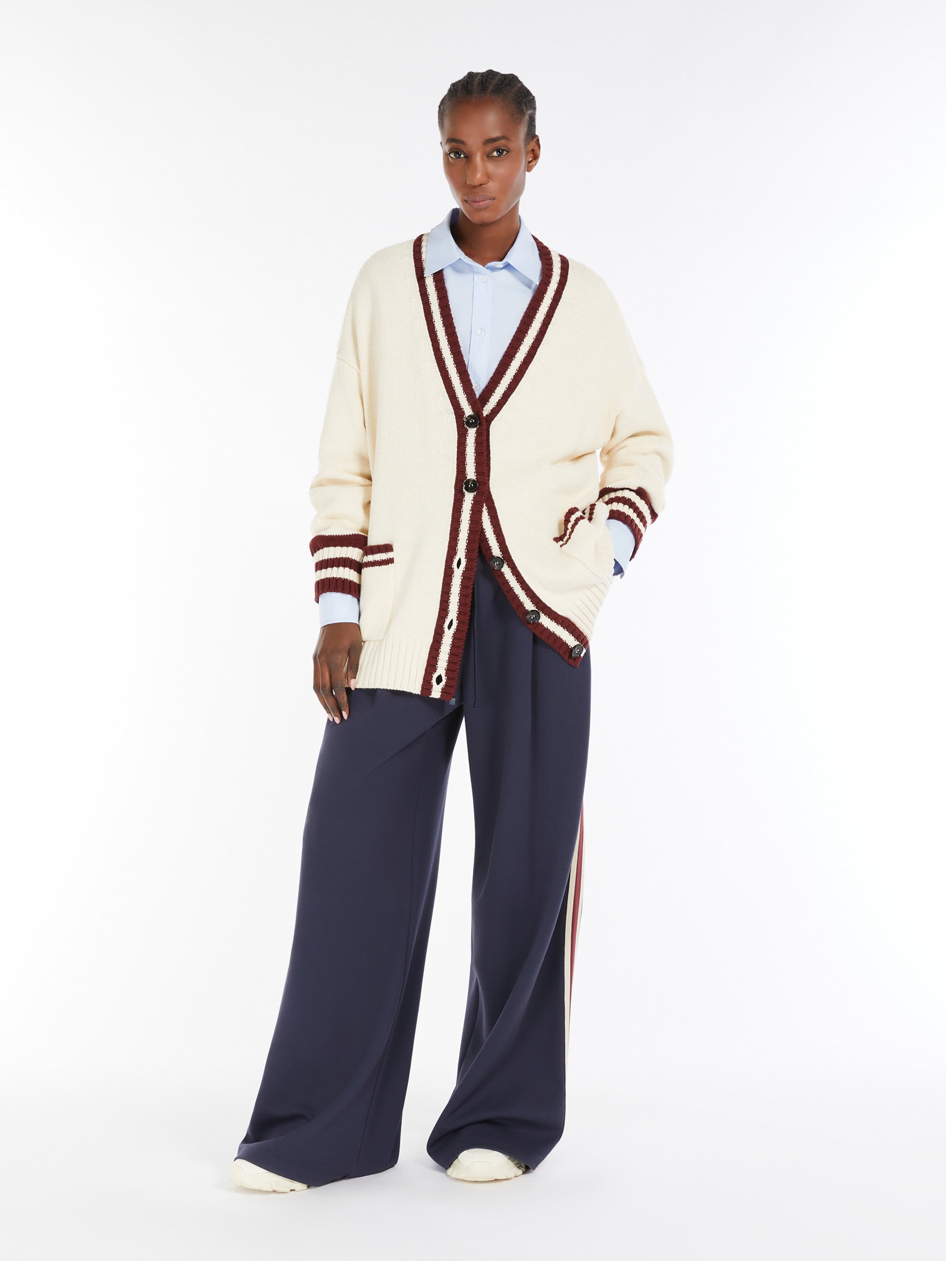 Cotton Yarn Cardigan for Women - Bordeaux - Max Mara UAE