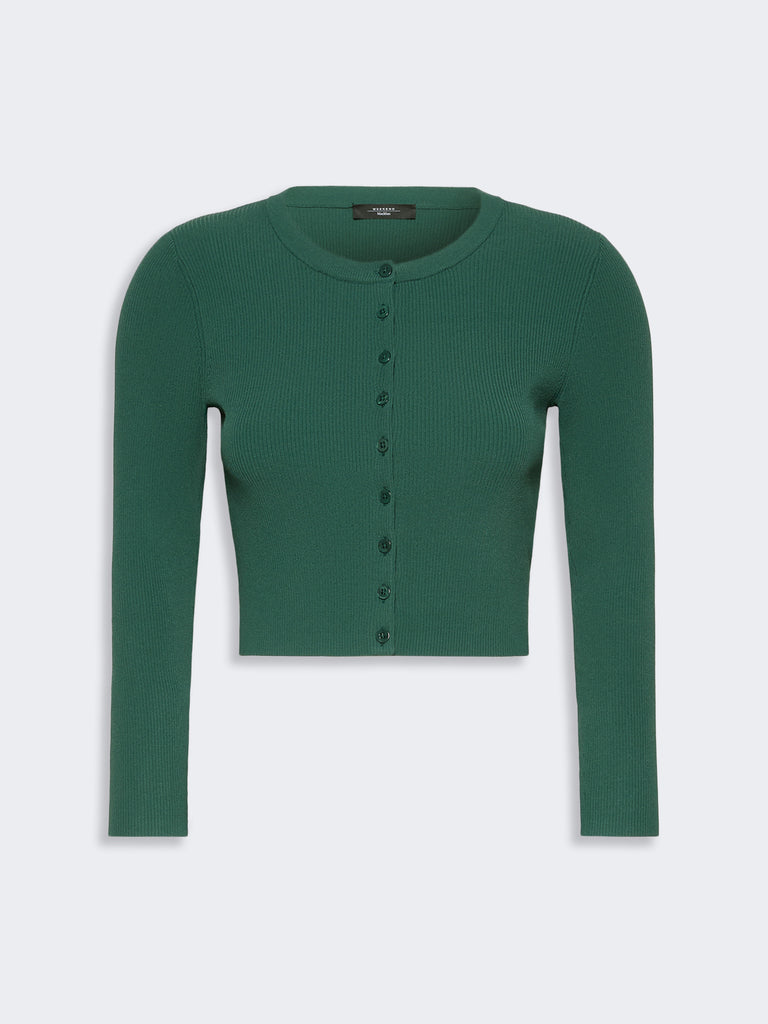 max mara fine rib-knit viscose yarn cardigan
