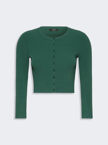 Fine Rib-Knit Viscose Yarn Cardigan for Women - Green - Max Mara UAE