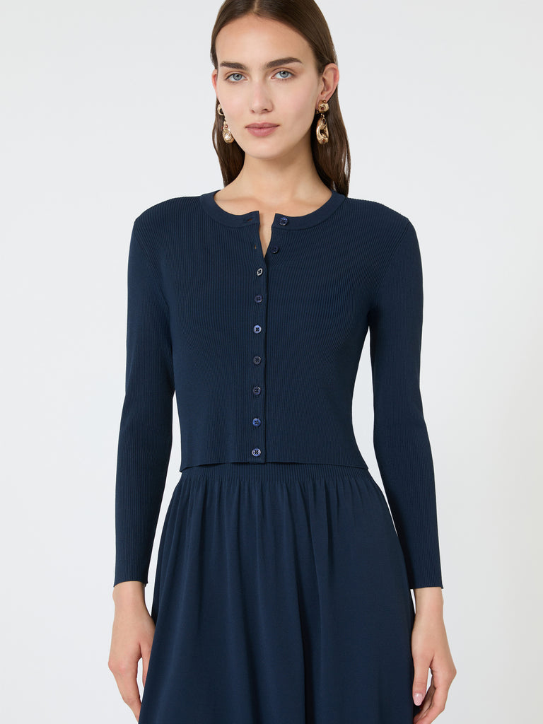 max mara fine rib-knit viscose yarn cardigan