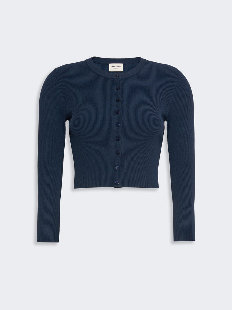 max mara fine rib-knit viscose yarn cardigan
