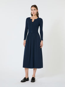 Fine Rib-Knit Viscose Yarn Cardigan for Women - Navy - Max Mara UAE