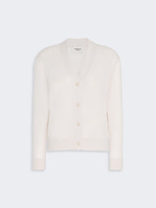 Wool, Silk And Cashmere V-Neck Cardigan for Women - Ivory - Max Mara UAE