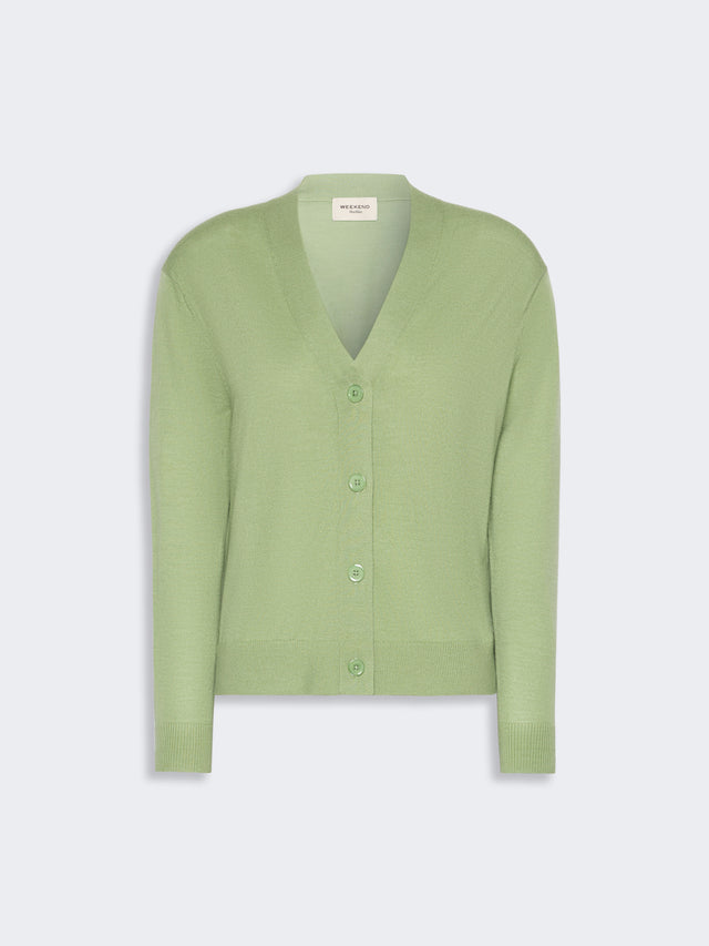 max mara wool, silk and cashmere v-neck cardigan for women