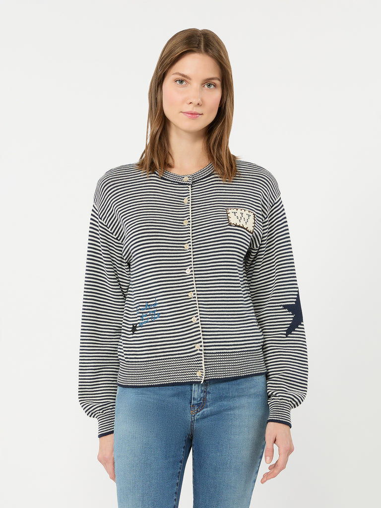 max mara inlay-detail cotton yarn cardigan