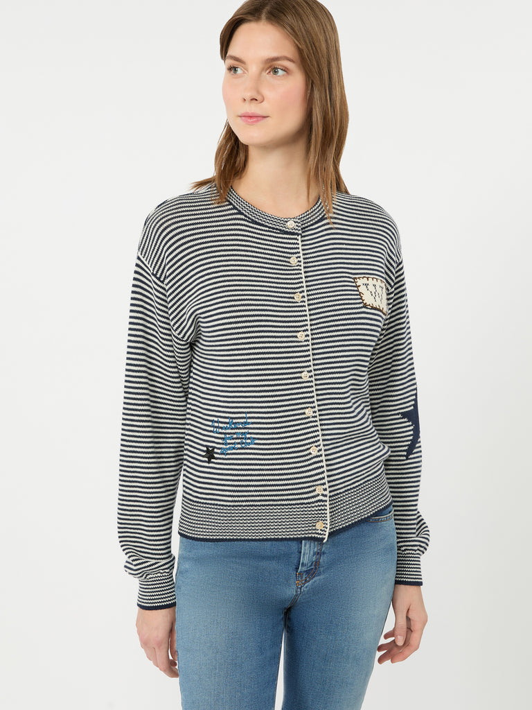 max mara inlay-detail cotton yarn cardigan