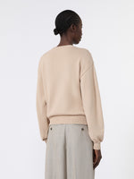 Inlay-Detail Cotton Yarn Cardigan for Women - Sand - Max Mara UAE