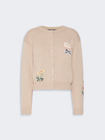 Inlay-Detail Cotton Yarn Cardigan for Women - Sand - Max Mara UAE