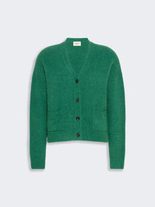 Alpaca And Cotton Yarn Cardigan for Women - Dark Green - Max Mara UAE