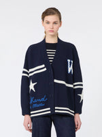 Jacquard wool cardigan