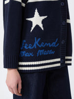 Jacquard wool cardigan