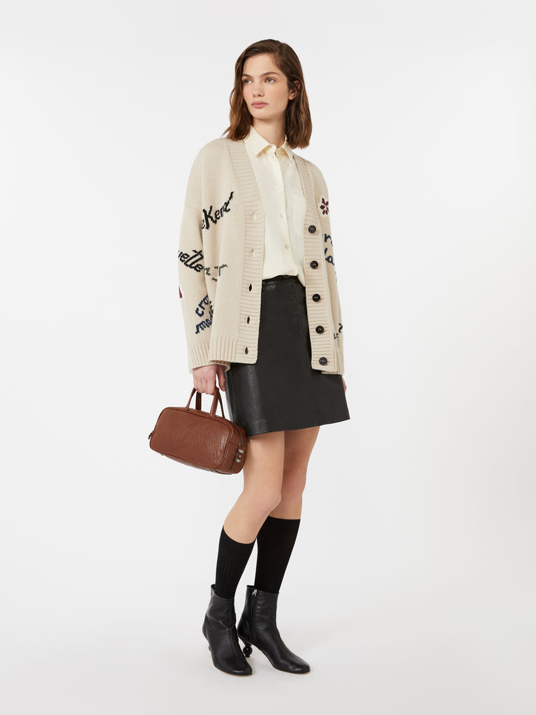 Wool knit oversized cardigan