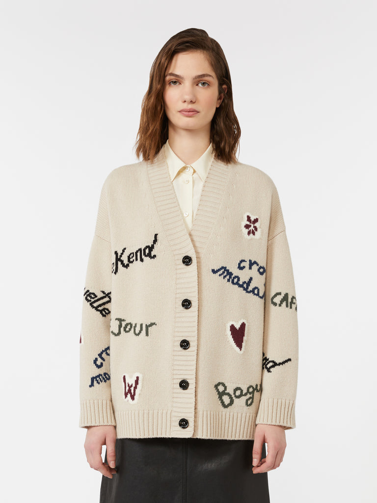 Wool knit oversized cardigan