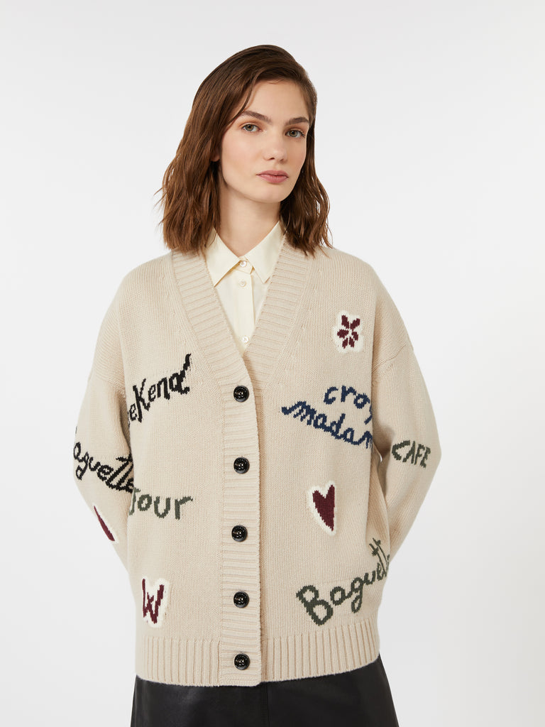 Wool knit oversized cardigan