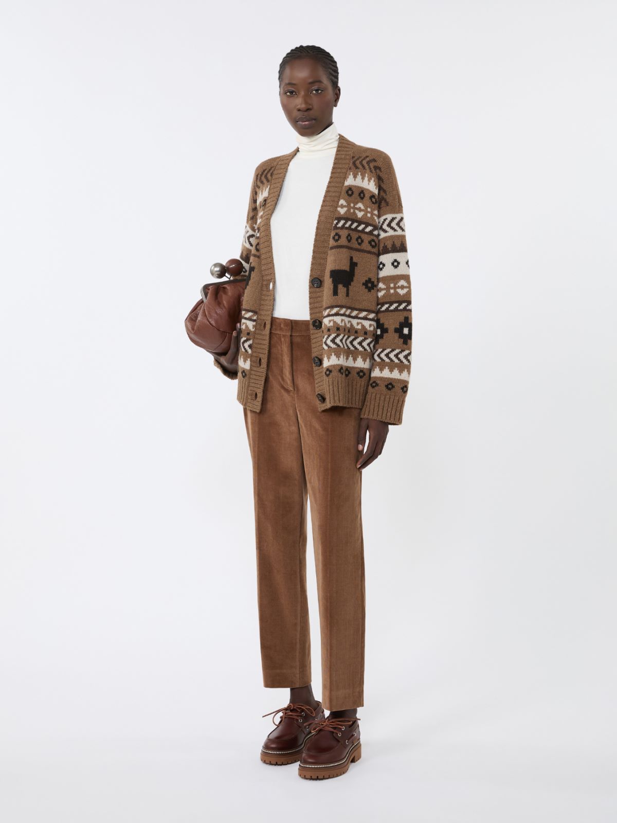 Wool and alpaca jacquard cardigan