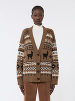 Wool And Alpaca Jacquard Cardigan for Women - Camel - Max Mara UAE
