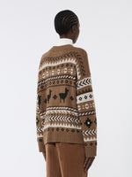Wool And Alpaca Jacquard Cardigan for Women - Camel - Max Mara UAE