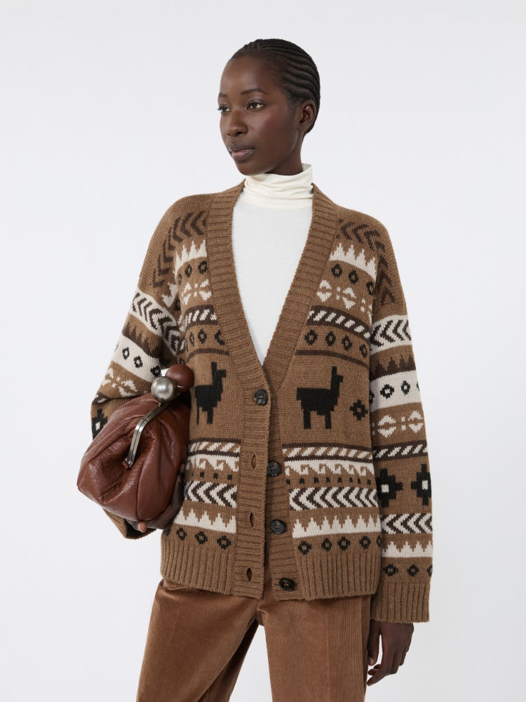 Wool and alpaca jacquard cardigan
