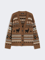 Wool And Alpaca Jacquard Cardigan for Women - Camel - Max Mara UAE