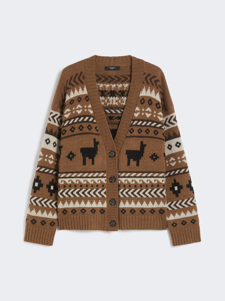 max mara wool and alpaca jacquard cardigan