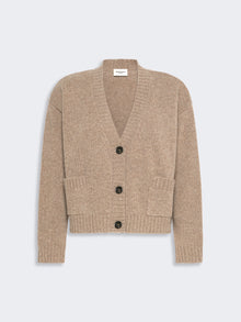 V-Neck Wool Yarn Cardigan for Women - Hazelnut Brown - Max Mara UAE