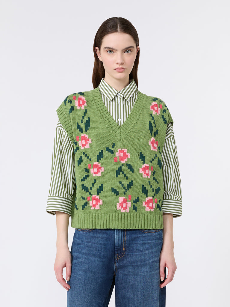 max mara inlaid cotton-blend gilet