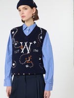 max mara wool yarn gilet with embroidery for women