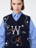 max mara wool yarn gilet with embroidery for women