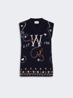 max mara wool yarn gilet with embroidery for women