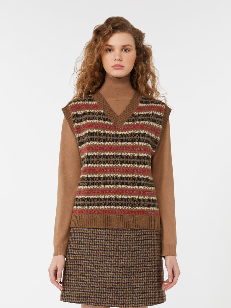 Wool and alpaca jacquard gilet