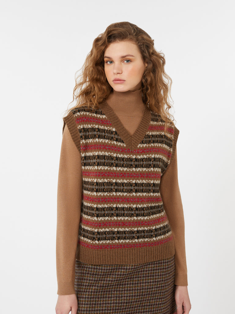 Wool and alpaca jacquard gilet