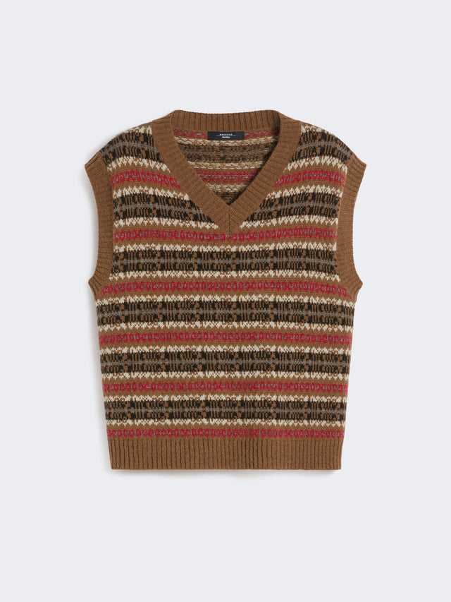 Wool and alpaca jacquard gilet