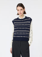 max mara jacquard wool yarn gilet for women