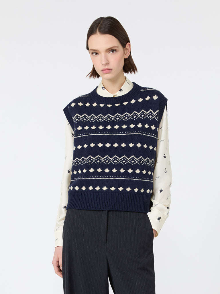 max mara jacquard wool yarn gilet