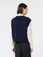 max mara jacquard wool yarn gilet for women