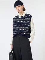 max mara jacquard wool yarn gilet for women