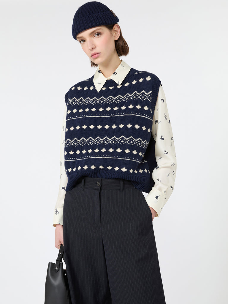 max mara jacquard wool yarn gilet