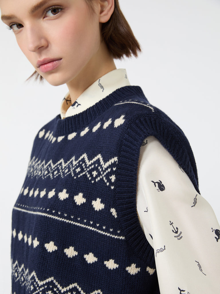 max mara jacquard wool yarn gilet
