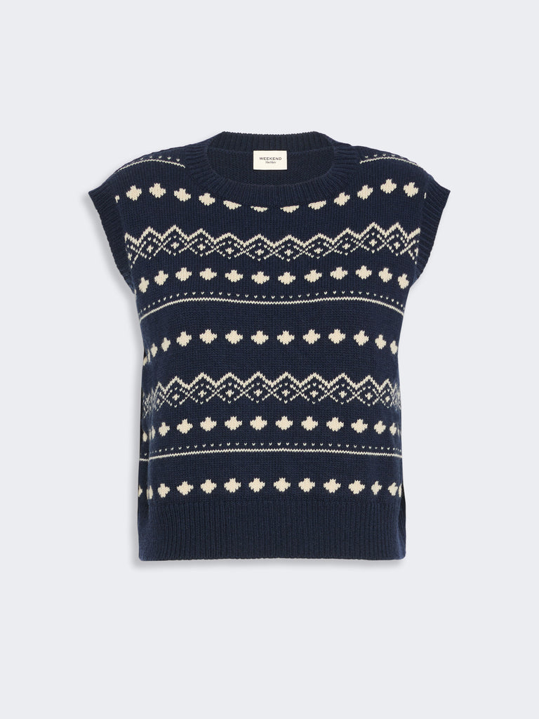 max mara jacquard wool yarn gilet