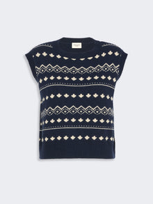 max mara jacquard wool yarn gilet for women