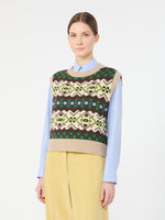 max mara jacquard wool yarn gilet for women
