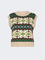 max mara jacquard wool yarn gilet for women