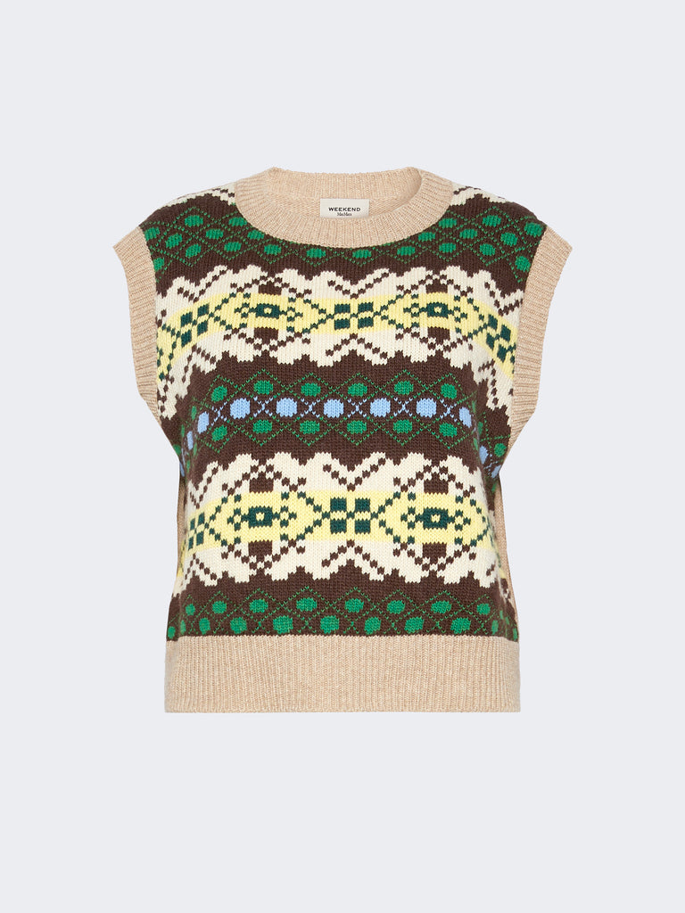 max mara jacquard wool yarn gilet