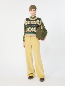 Jacquard Wool Yarn Gilet for Women - Green - Max Mara UAE